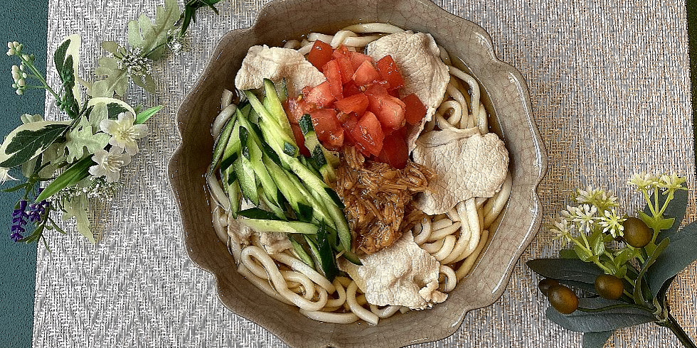 なめ茸冷しゃぶサラダうどん